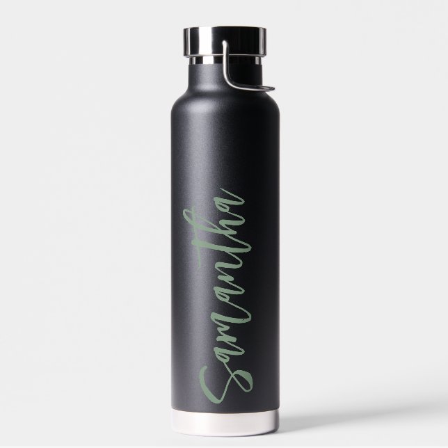 Personalized Script Your Name Party Sage Green Water Bottle (Left)