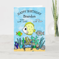 Personalized Sea Creatures  Boy's Birthday