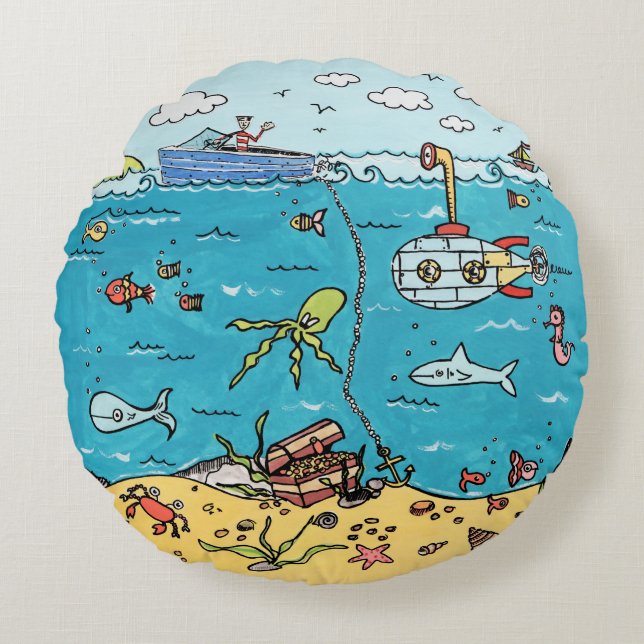 Personalized Sea Life Round cushion (Front)