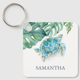 Personalized Sea Turtle Tropical Key Ring