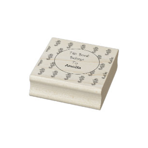 Personalized Seahorses Bookplate Rubber Stamp