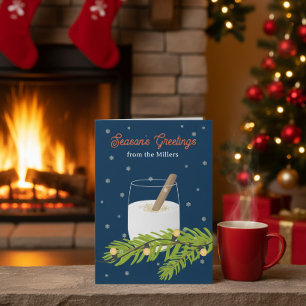 Personalized Season’s Greetings Card with Eggnog