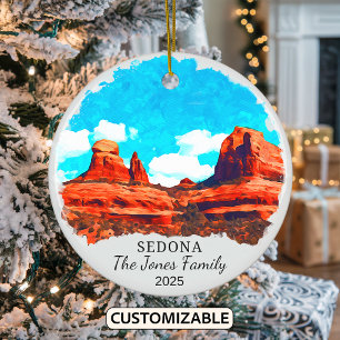 Personalized Sedona Ornament, Arizona State Ceramic Tree Decoration