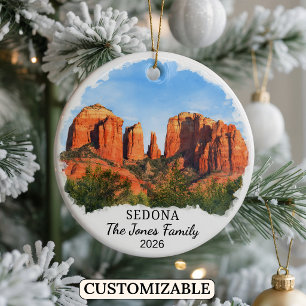 Personalized Sedona Ornament, Custom Arizona Ceramic Tree Decoration