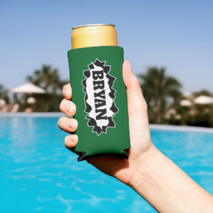 Personalized seltzer can cooler with rupture print