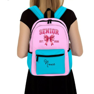 Personalized Senior 2026 with Pink Bow  Printed Backpack
