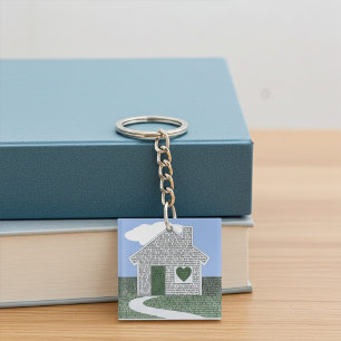 Personalized Sentimental Home Quotes with Heart Key Ring