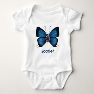 Personalized September Birth Blue Butterfly Baby Bodysuit