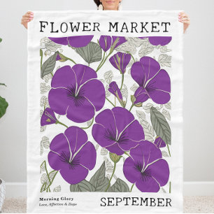Personalized September Birth Flower Market Poster Fleece Blanket