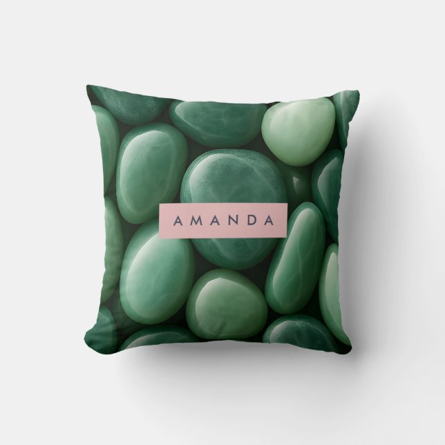 Personalized Serene Green Jade Stone Cushion (Front)