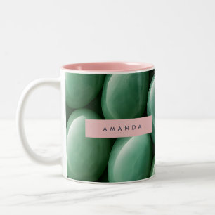 Personalized Serene Green Jade Stone Two-Tone Coffee Mug