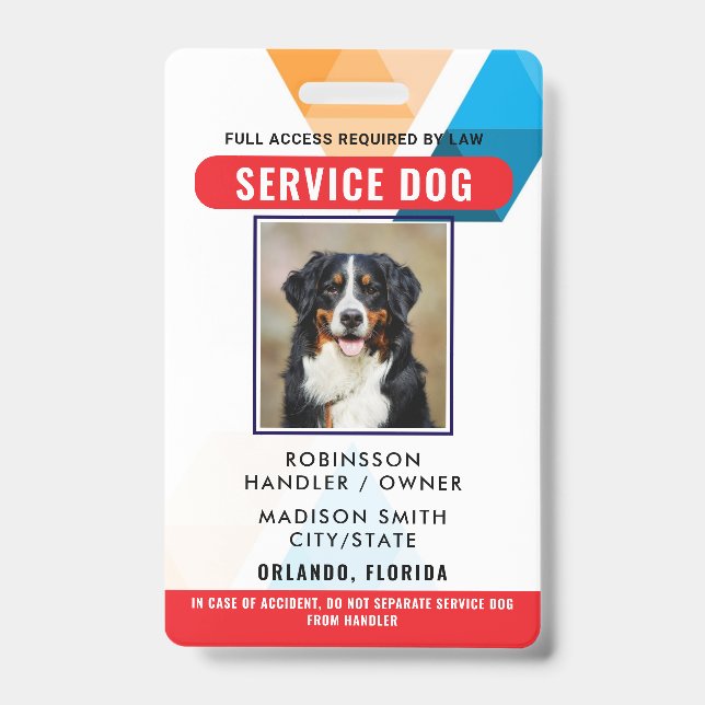 Personalized Service Dog ID Badge (Front)