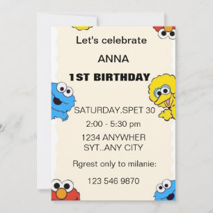 personalized sesame street birthday invite