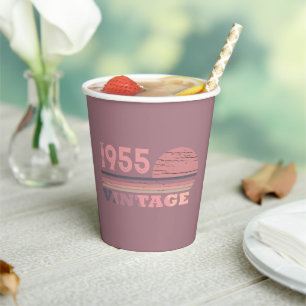 Personalized seventy vintage 70th birthday party paper cups