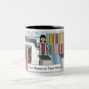 Personalized Sewing, Seamstress - Female Cartoon Two-Tone Coffee Mug