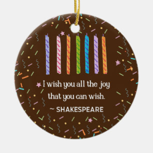 Personalized Shakespeare Birthday Chocolate Cake Ceramic Tree Decoration