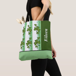 Personalized Shamrock & Stripes Should Tote Bag