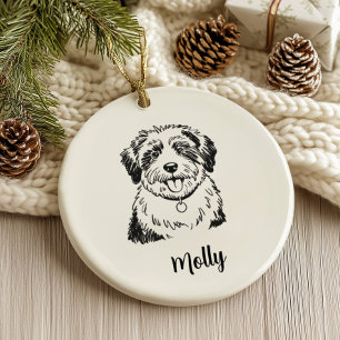 Personalized Sheepdog Dog Christmas Ceramic Tree Decoration