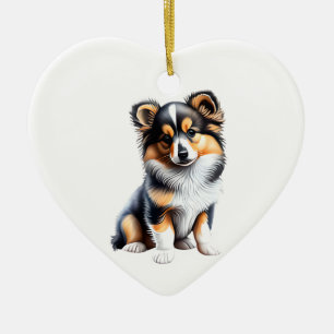 Personalized Shetland Sheepdog Puppy Ceramic Tree Decoration
