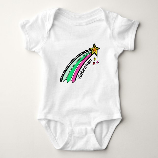 Personalized Shooting Star Space Baby Bodysuit (Front)