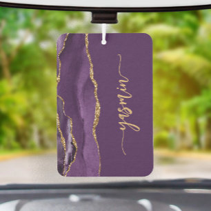 Personalized Signature Purple Gold Agate Car Air Freshener