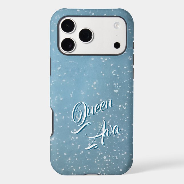 Personalized Silver Blue Sparkle Print iPhone 17 (Back)