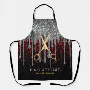 Personalized silver Glitter Scissors Hair Salon    Apron