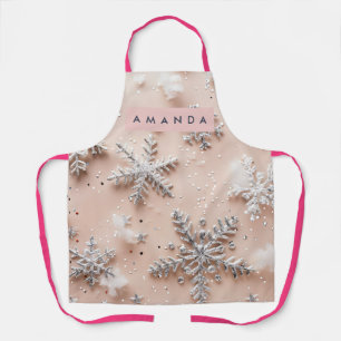 Personalized Silver Glitter Snowflake Apron