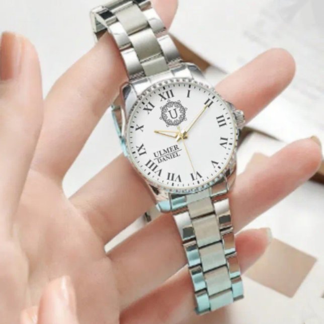 Personalized Silver Roman Numeral Modern Elegant  Watch (Creator Uploaded)