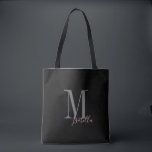 Personalized simple black pink name and monogram tote bag<br><div class="desc">Elegant Modern Personalized monogram and name tote bags in black and pink color,   simple and stylish. great personalized bridal party gifts at wedding party,  bridal shower or bachelorette party. Customize the monogram or name with your choice of color and font.</div>