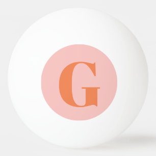 Personalized Simple Bold Monogram Pink and Orange Ping Pong Ball