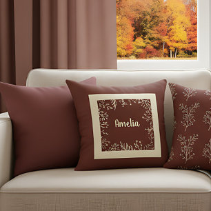 Personalized Simple Farmhouse Fall Leaves Cushion