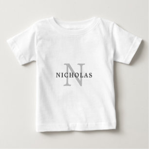 Personalized Simple Light Monogram with Name Baby T-Shirt