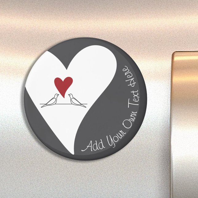 Personalized Simple Modern Birds in Love Red Heart Magnet (Creator Uploaded)