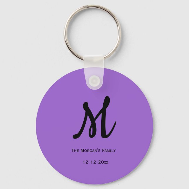 personalized simple monogram add your name wedding key ring (Front)