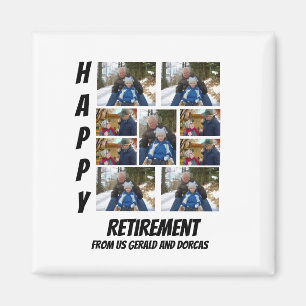 Personalized Simple Retirement  9 Photo Collage Magnet
