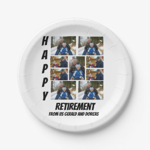 Personalized Simple Retirement  9 Photo Collage  Paper Plate