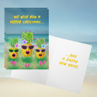 Personalized Singing Lady Pineapples  Holiday Card