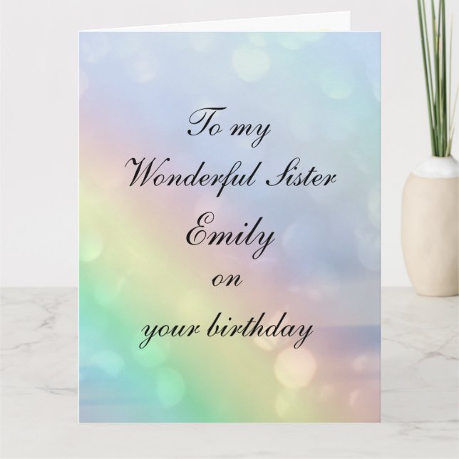 Personalized Sister Birthday Card (Front)