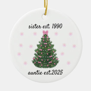 Personalized Sister to Aunt Ornament, Promoted to Ceramic Tree Decoration