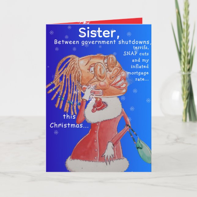 Personalized Sisters Christmas Economics Greeting Card (Front)