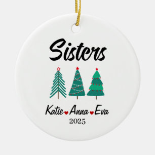 Personalized Sisters Ornament, Custom Sisters Gift Ceramic Tree Decoration