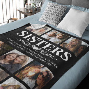 Personalized Sisters Photo Collage Fleece Blanket