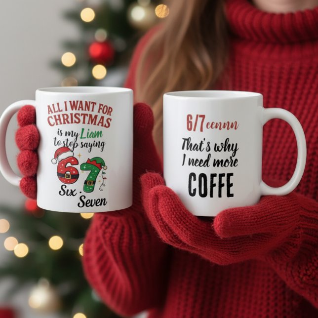 Personalized “Six Seven” Holiday Mug for MOM (Creator Uploaded)