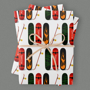 Personalized Skateboard Pattern  Wrapping Paper Sheet