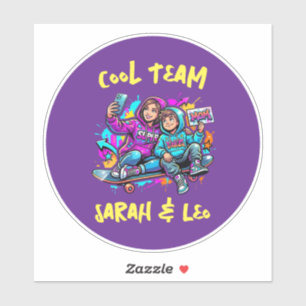 Personalized Skater Mom and Son Graffiti Art Round