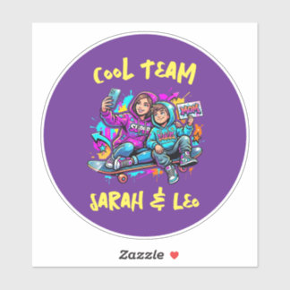 Personalized Skater Mom and Son Graffiti Art Round