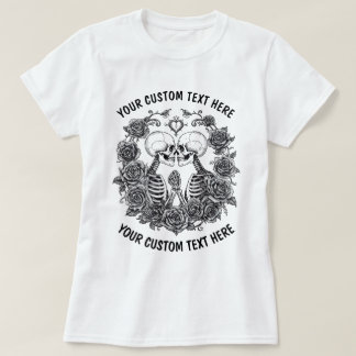 Personalized Skeleton Couple With Flowers Frame T-Shirt
