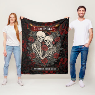Personalized Skeleton Lovers Blanket Gothic Wedd