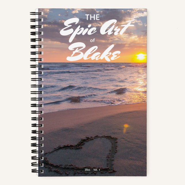 Personalized Sketchbook Your Name Beach Sunset Notebook (Front)